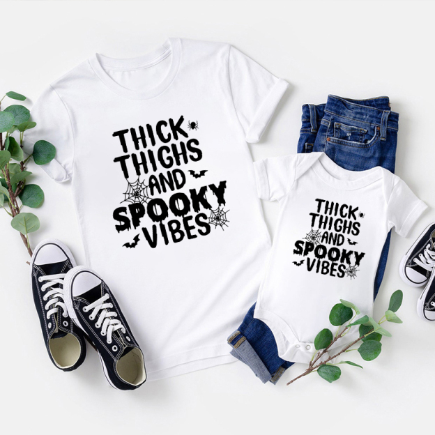 Thick Thighs Spooky Vibes Shirt Funny Halloween