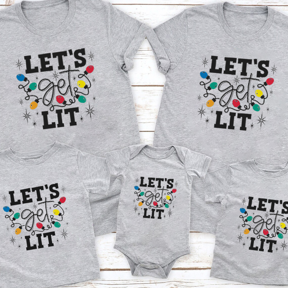 Let's Get Lit Christmas Family Shirt