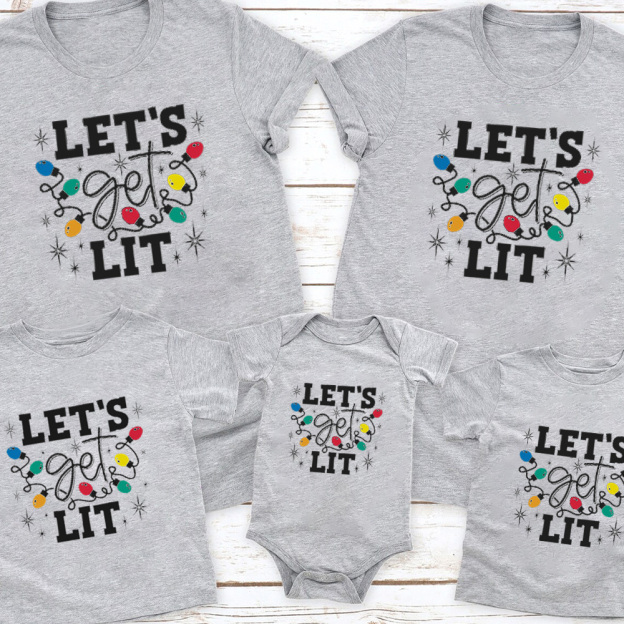 Let's Get Lit Christmas Family Shirt