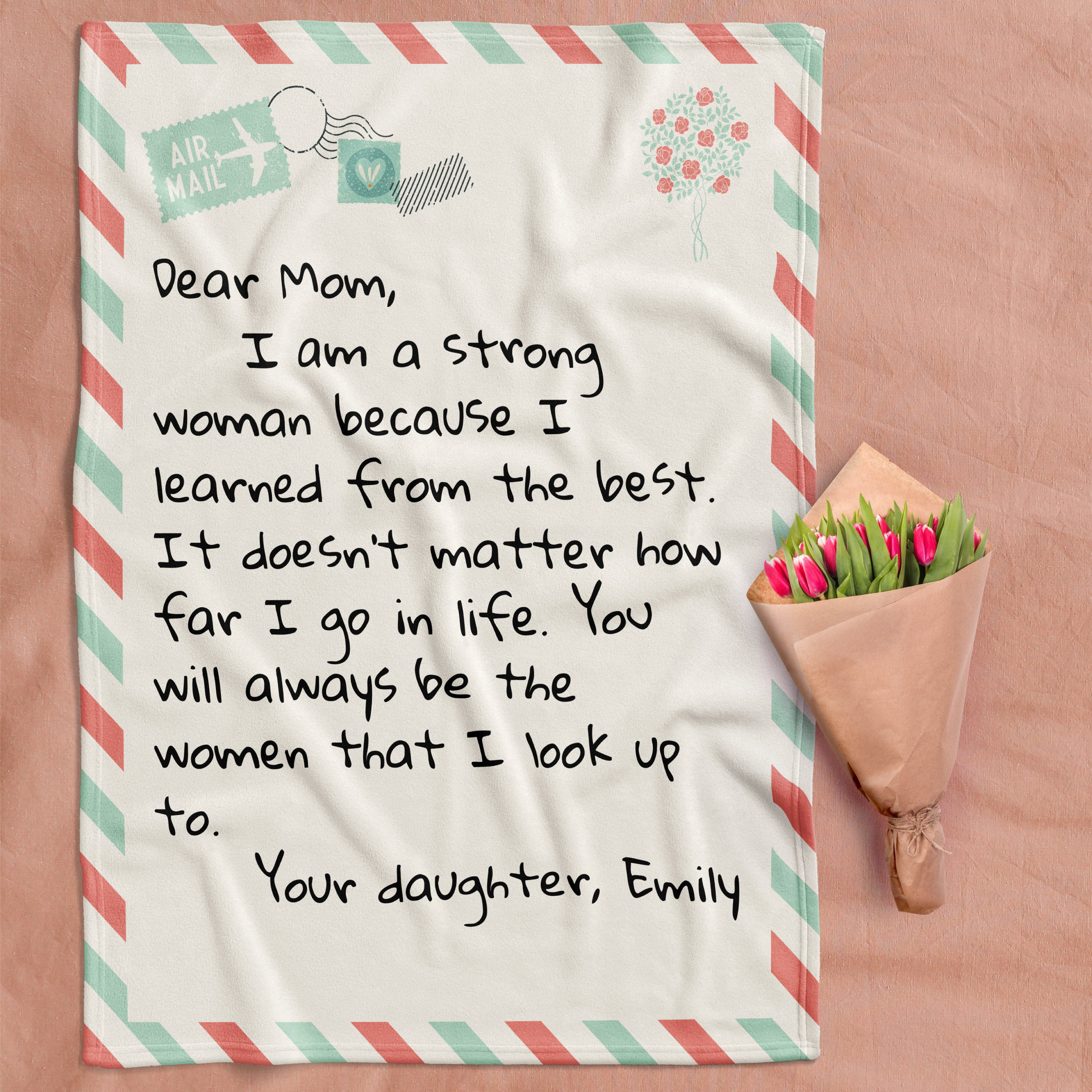 Personalized Letter To Mom Flannel Blanket