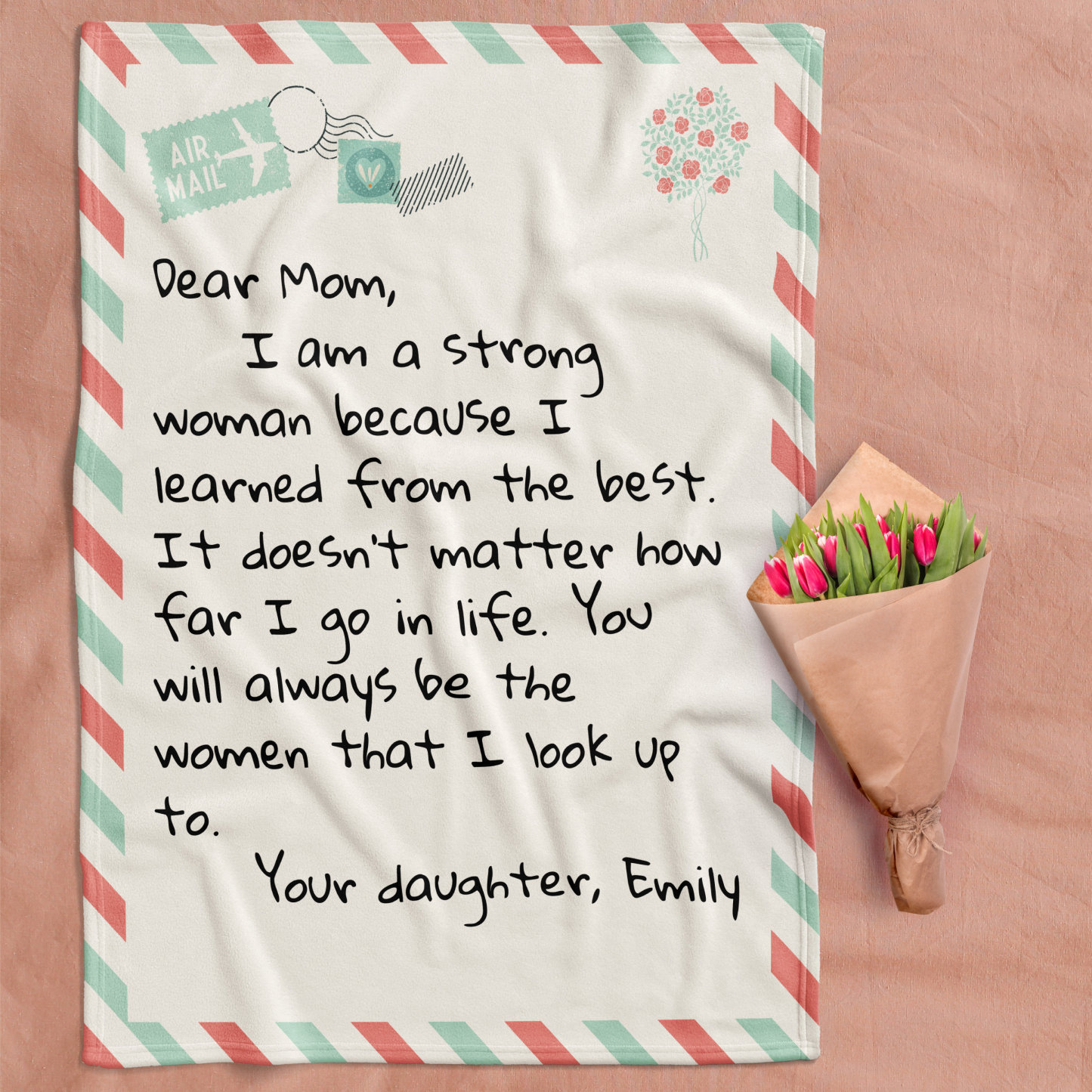 Personalized Letter To Mom Flannel Blanket
