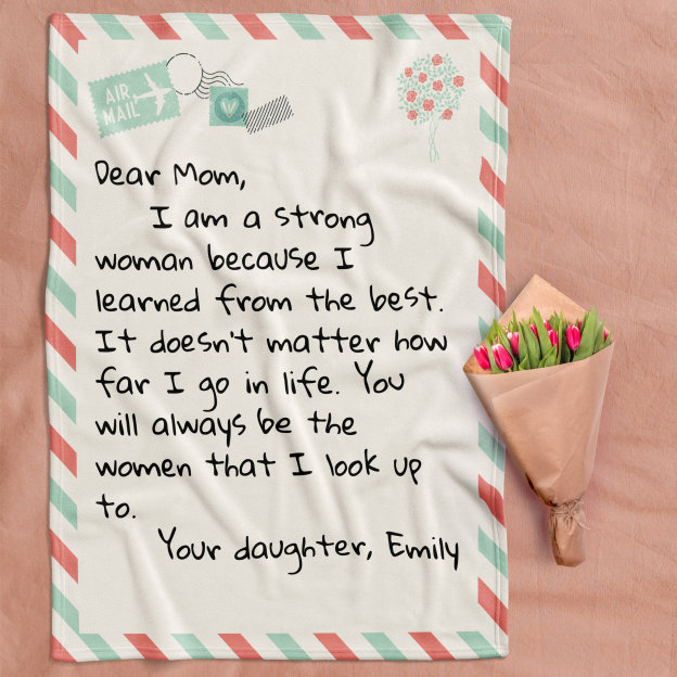 Personalized Letter To Mom Flannel Blanket
