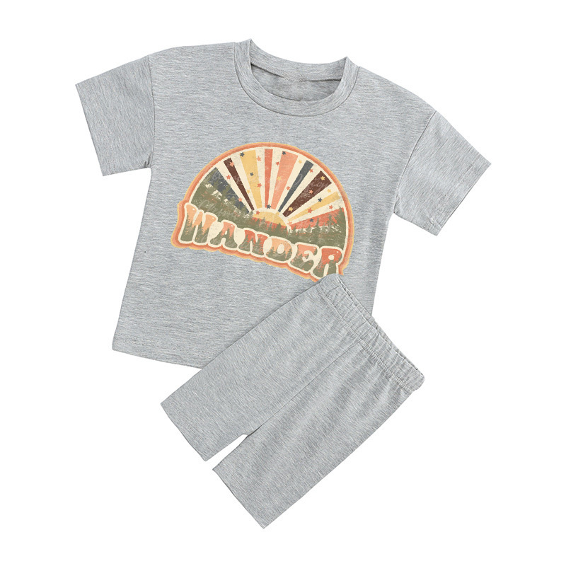 Wander Kids Peach Boho Biker Shorts&Tee