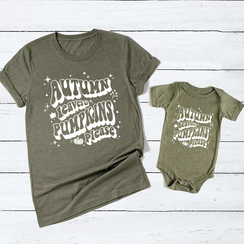 Autumn Leaves Pumpkin Please Family Matching Shirt 