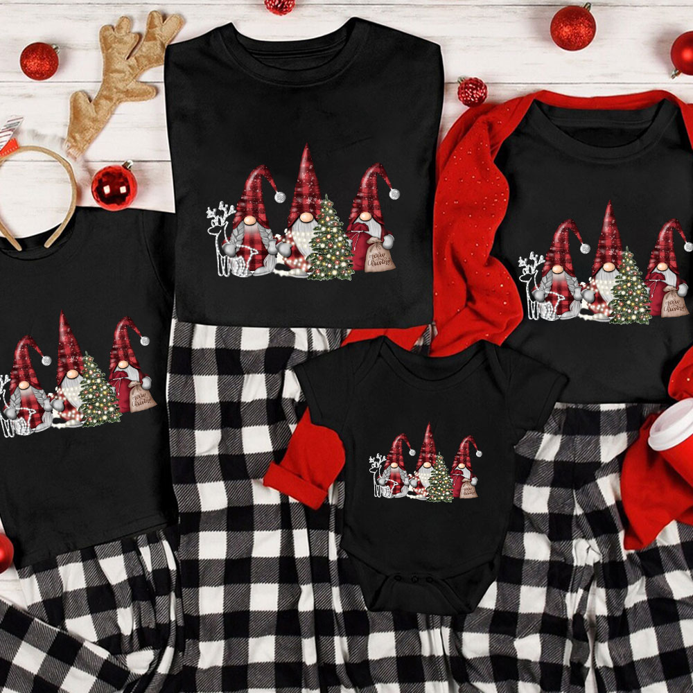 Buffalo Plaid Gnomes Christmas Family Matching Shirt