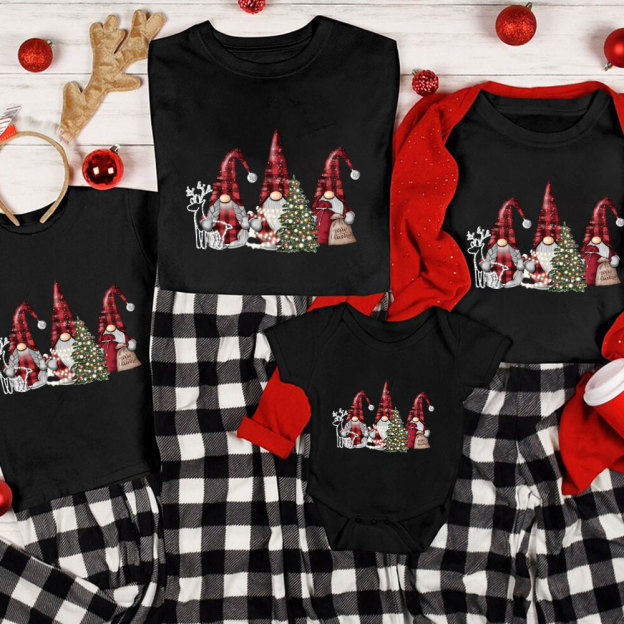 Buffalo Plaid Gnomes Christmas Family Matching Shirt