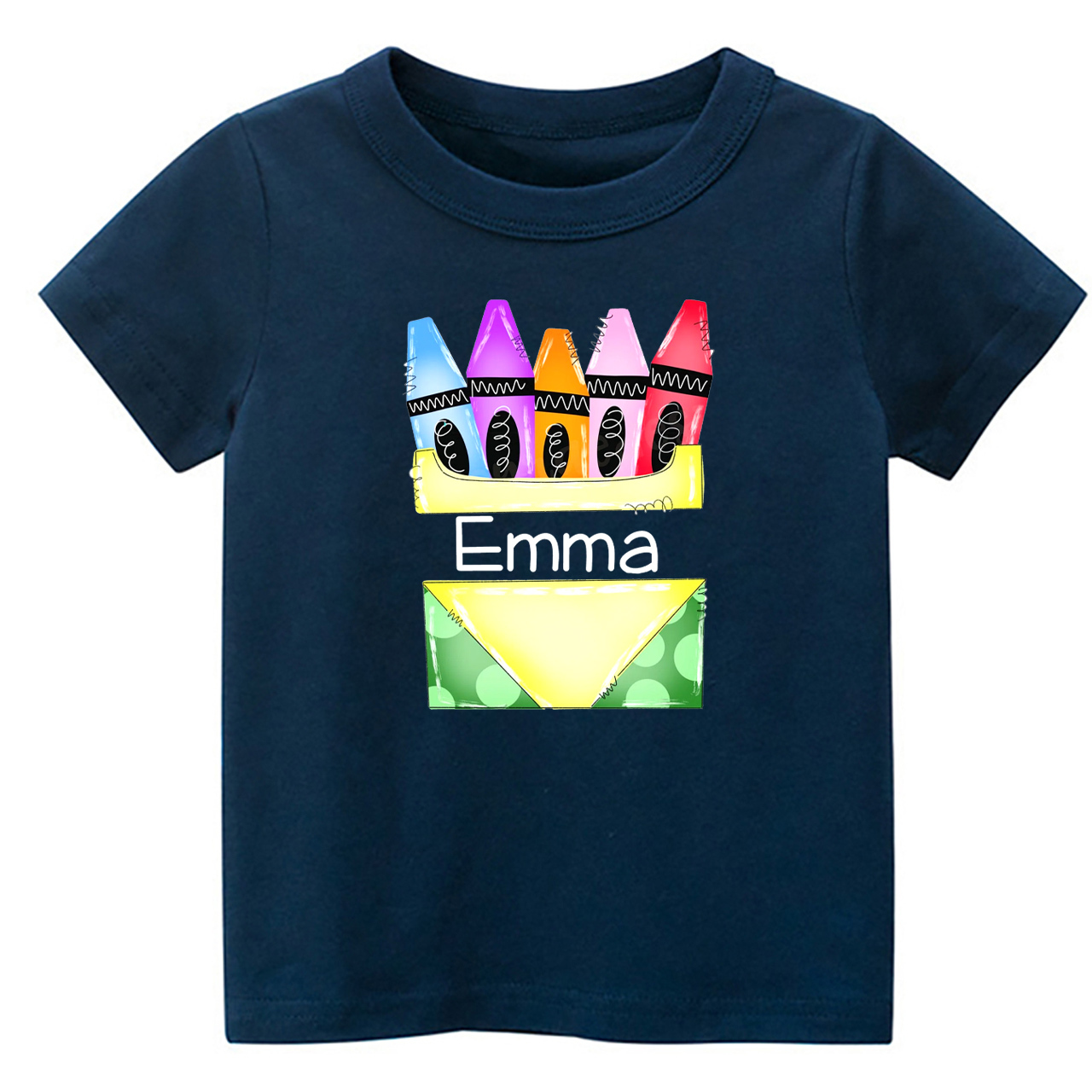 Back To School Kids Shirt-Personalized Crayon Name