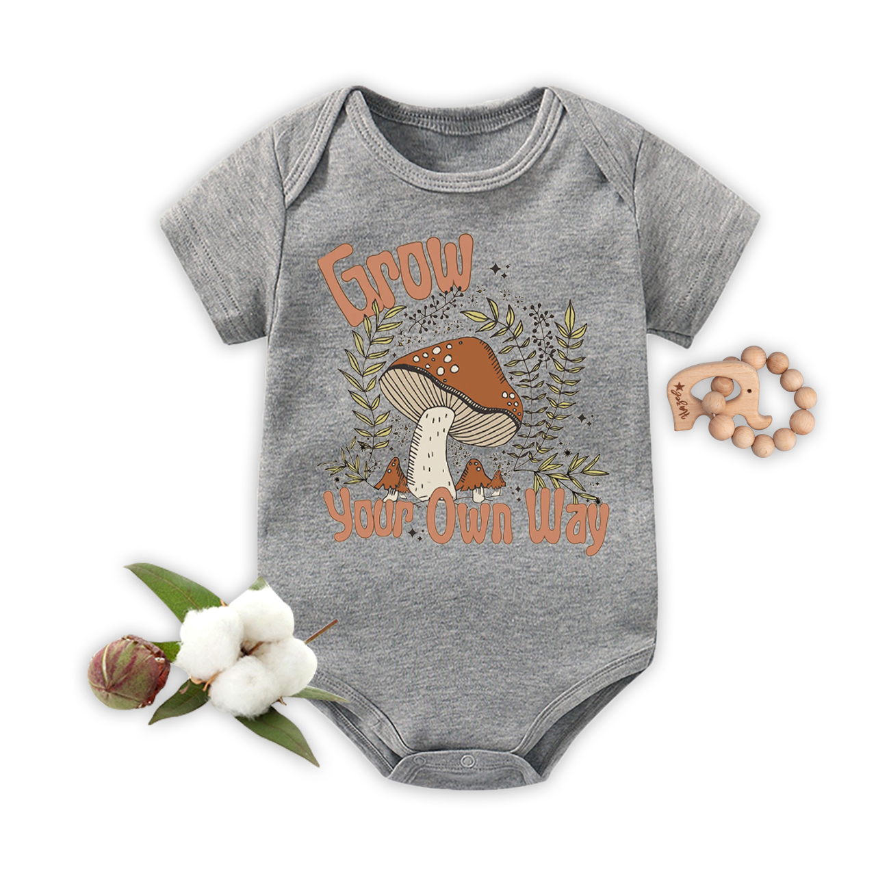 Grow Your Own Way Cute Mushroom Baby Bodysuit