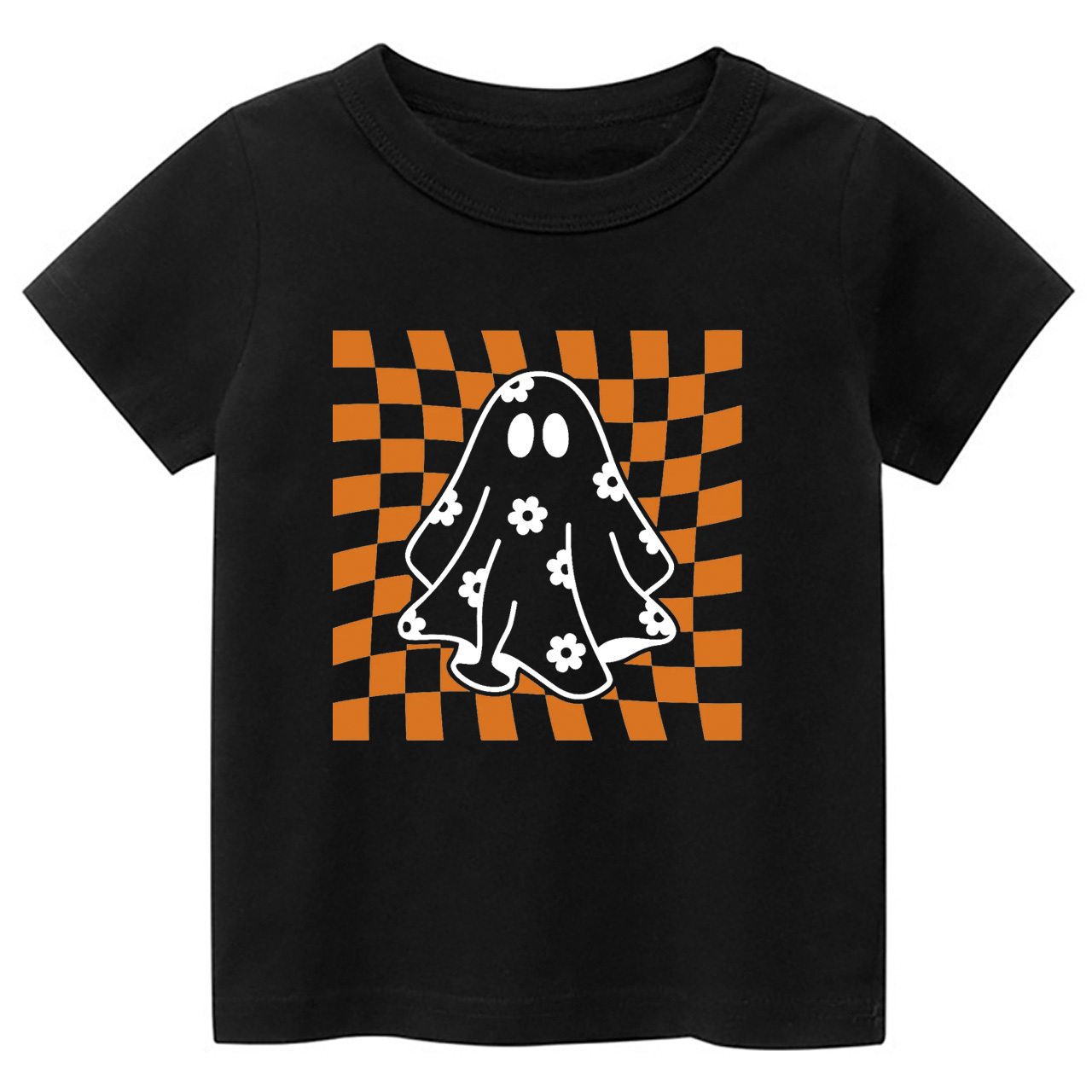 Checkered Floral Daisy Ghost Toddler Shirt
