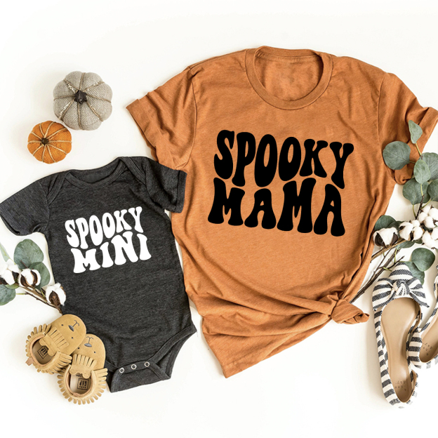 Halloween Spooky Mama Spooky Mini  Mom&Me Matching Shirt