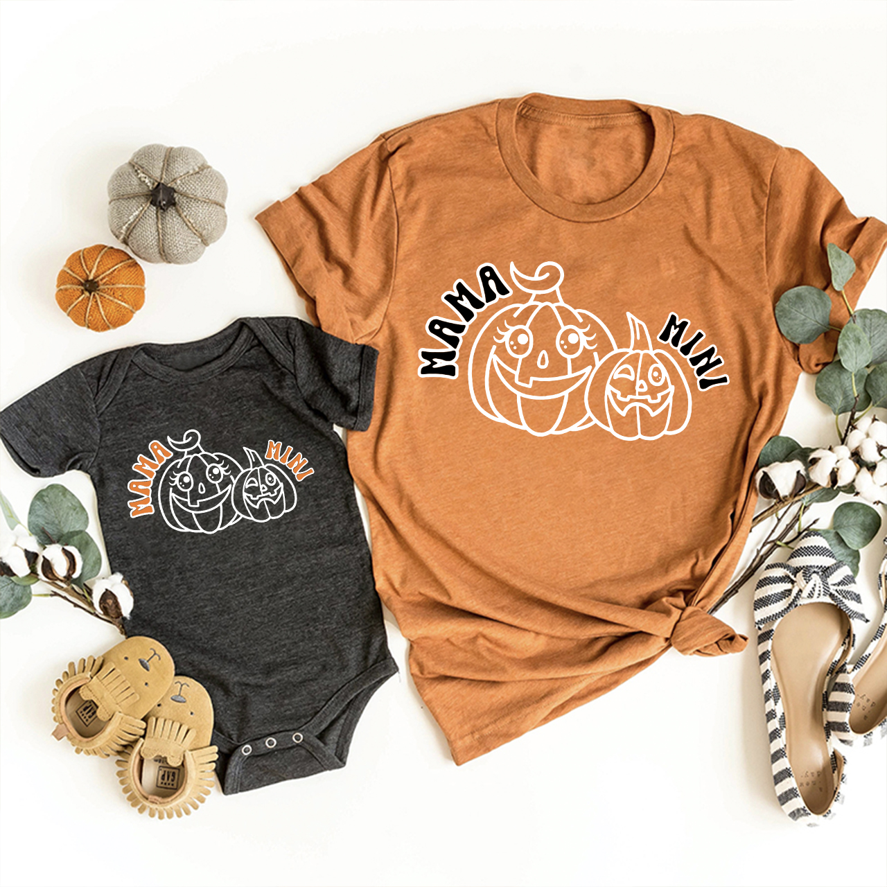 Halloween Pumpkin Mama Mini Mom&Me Matching Shirt