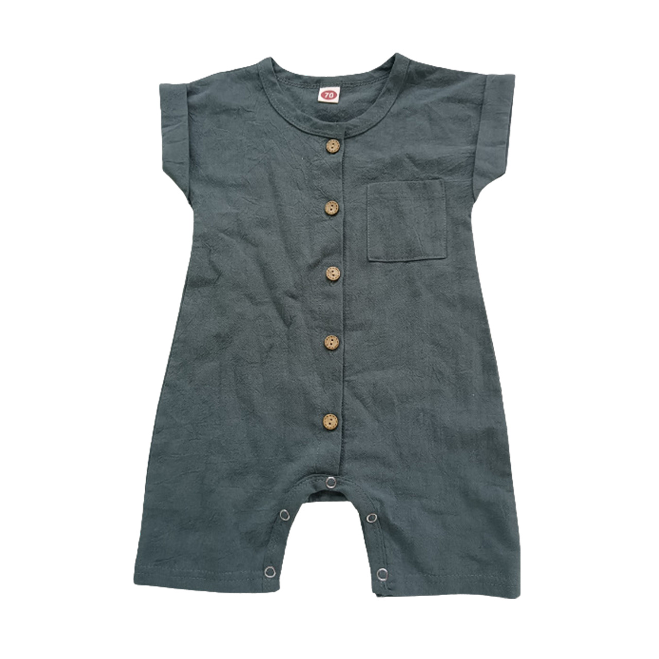 Button Unisex Linen Baby Jumpsuit