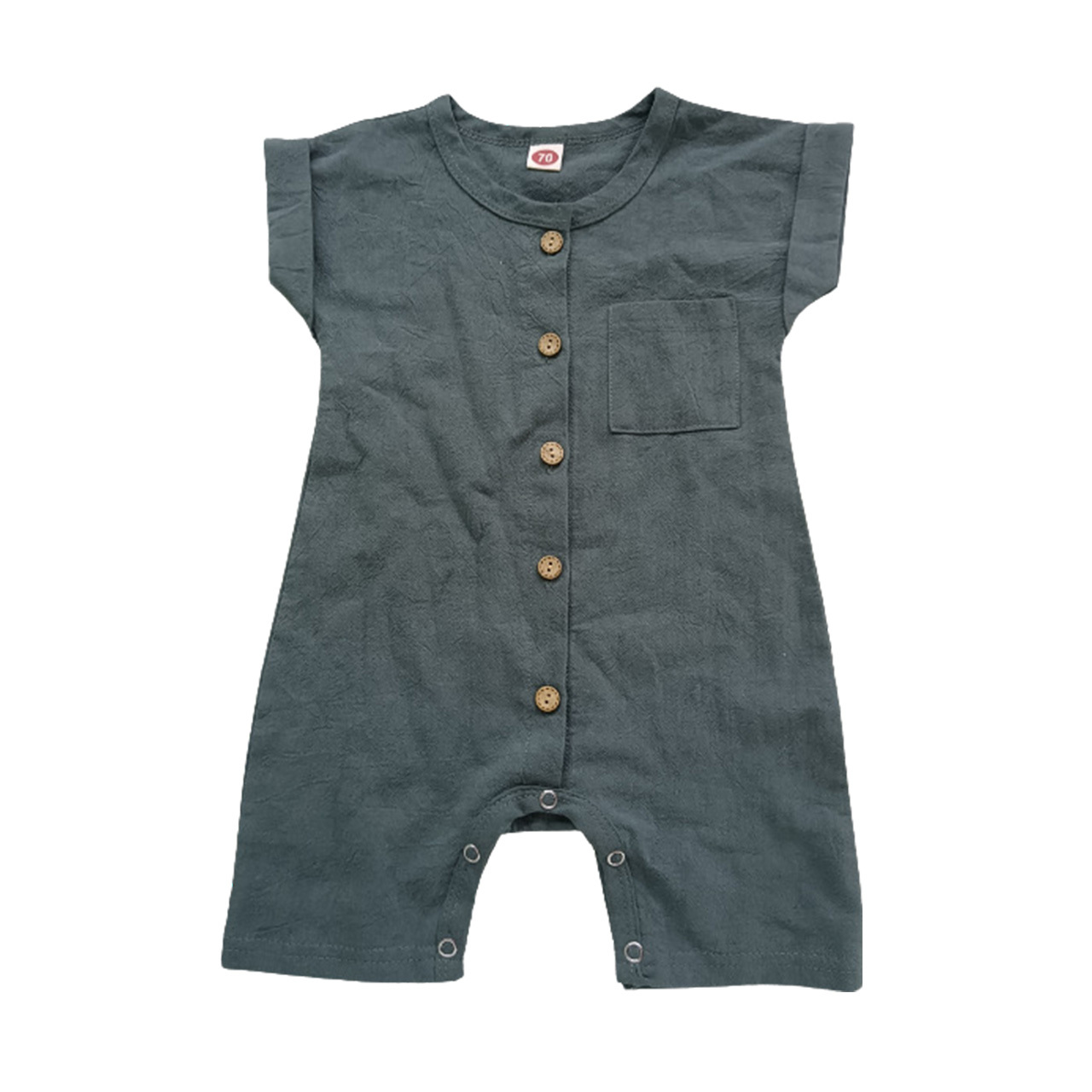 Button Unisex Linen Baby Jumpsuit