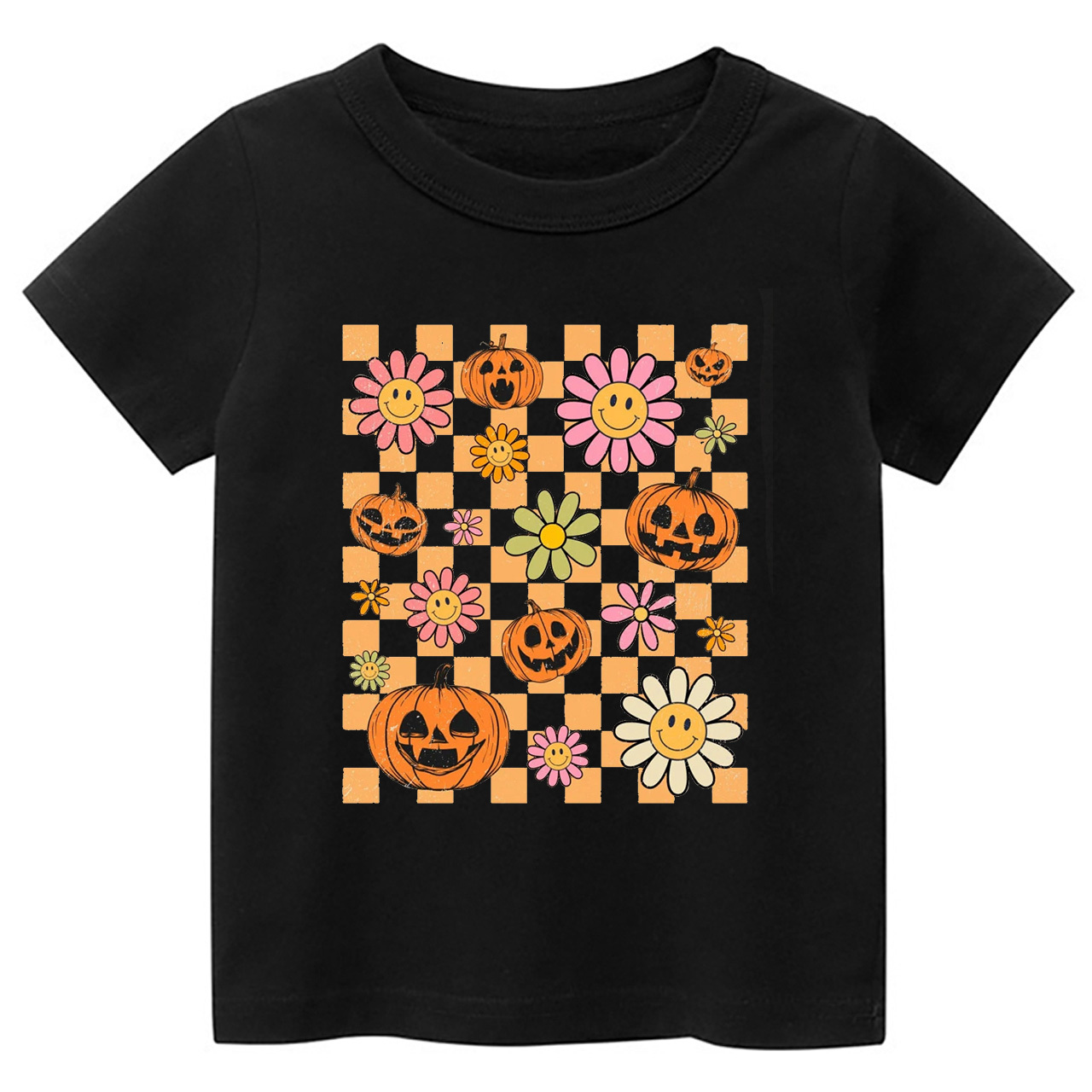 Retro Halloween Pumpkins Natural Kids Shirts