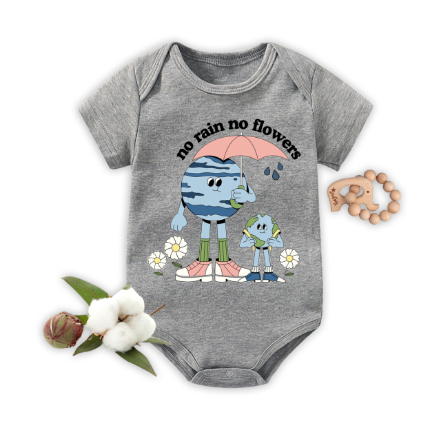 No Rain No Flowers Earth Day Bodysuit For Baby