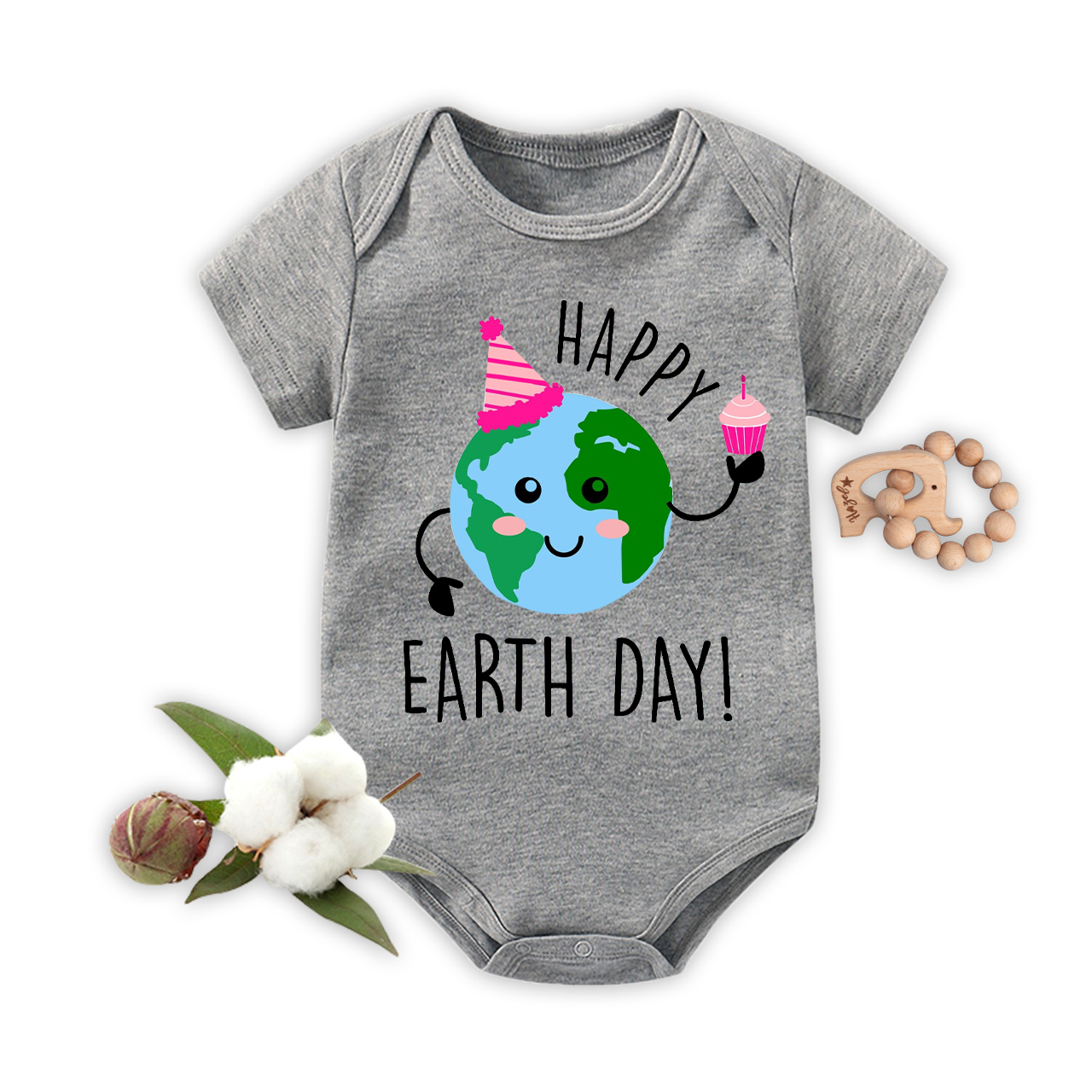 Happy Earth Day With Cake Bodysuit For Baby