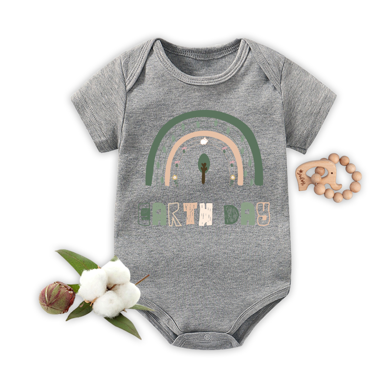 Rainbow Retro Wavy Text Love Earth Bodysuit For Baby