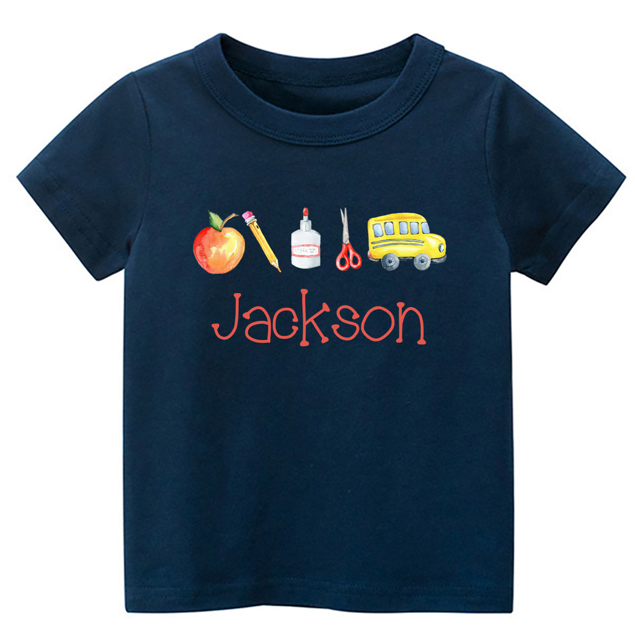 Personalized Back To School Kids Monogram Watercolor Shirt