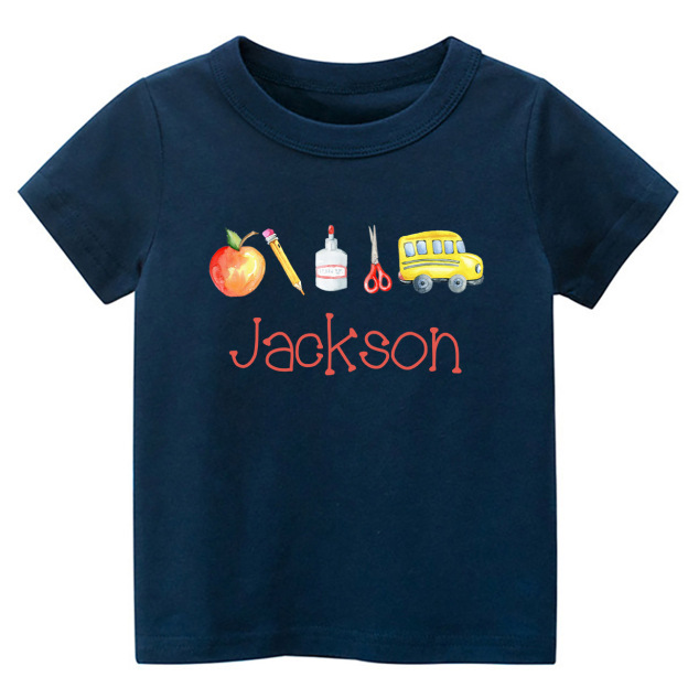 Personalized Back To School Kids Monogram Watercolor Shirt
