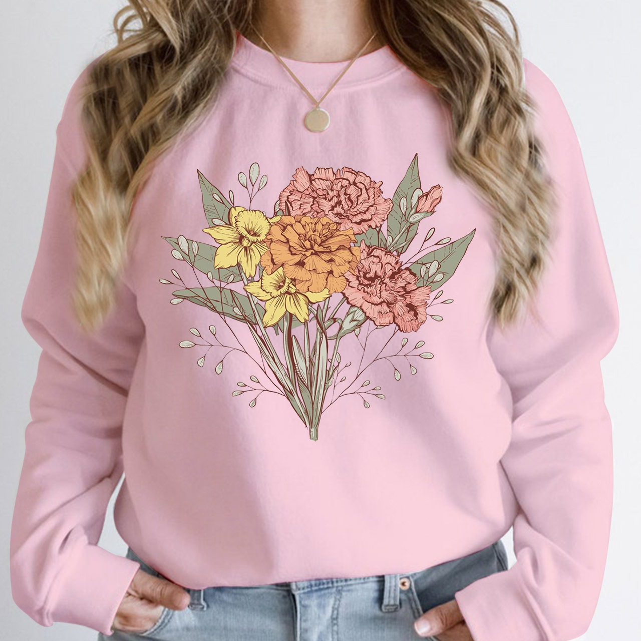 Personalized Birth Flower Family Bouquet Sweatshirt