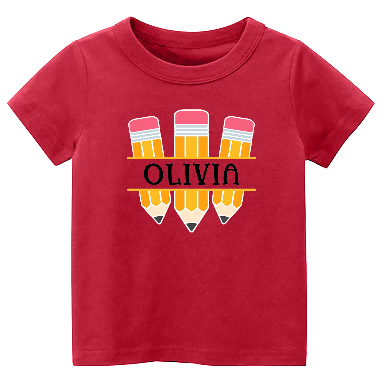 Personalized Name Three Pencil Back To School Kids Shirt