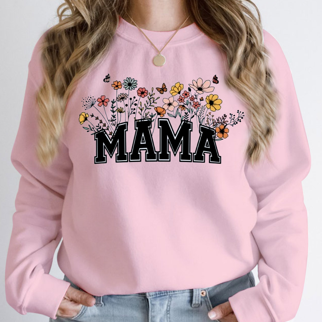 Mama With Wildflowers Gift Sweatshirt