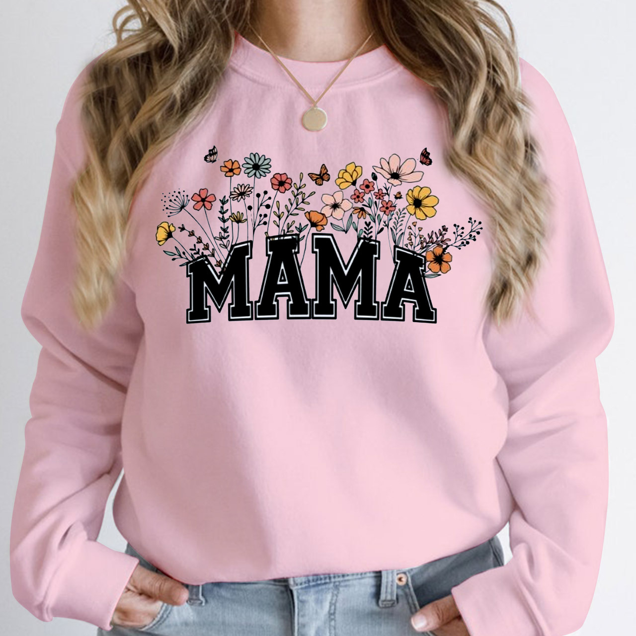 Mama With Wildflowers Gift Sweatshirt