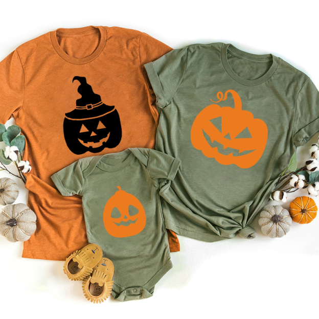 Halloween Pumpkin Face Family Matching Shirts