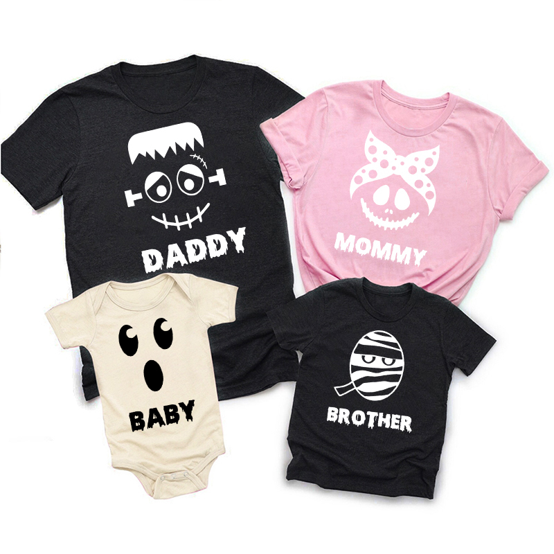 Halloween Ghost Faces Family Matching T-Shirts