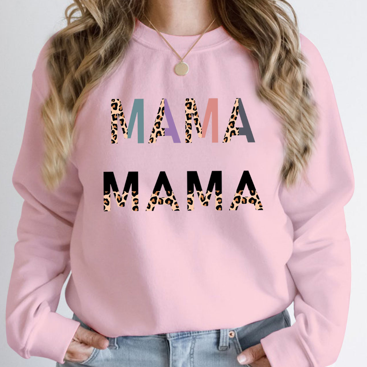 Mama Half Leopard Print Sweatshirt