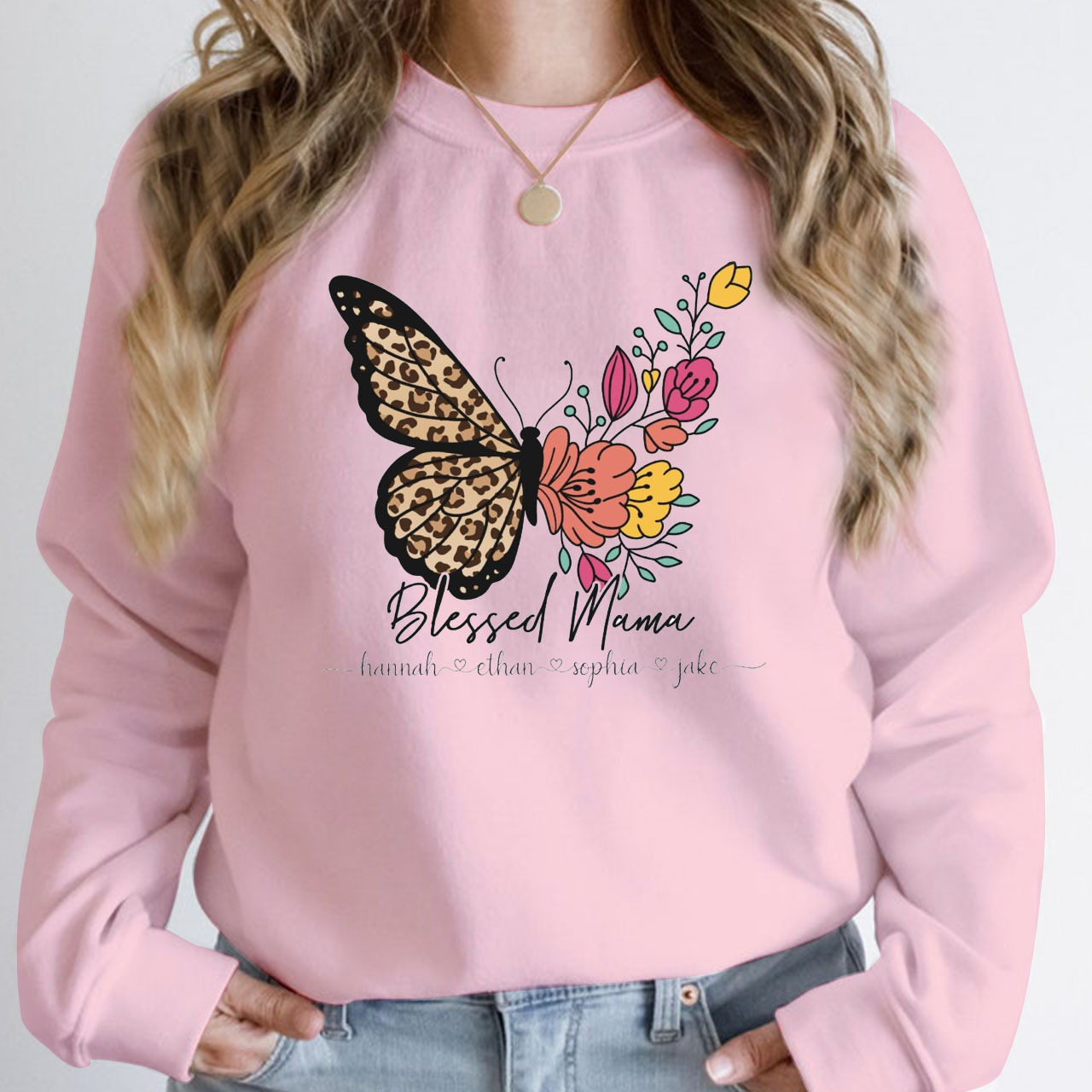 Personalized Kids Name Blessed Mama Sweatshirt For Mom