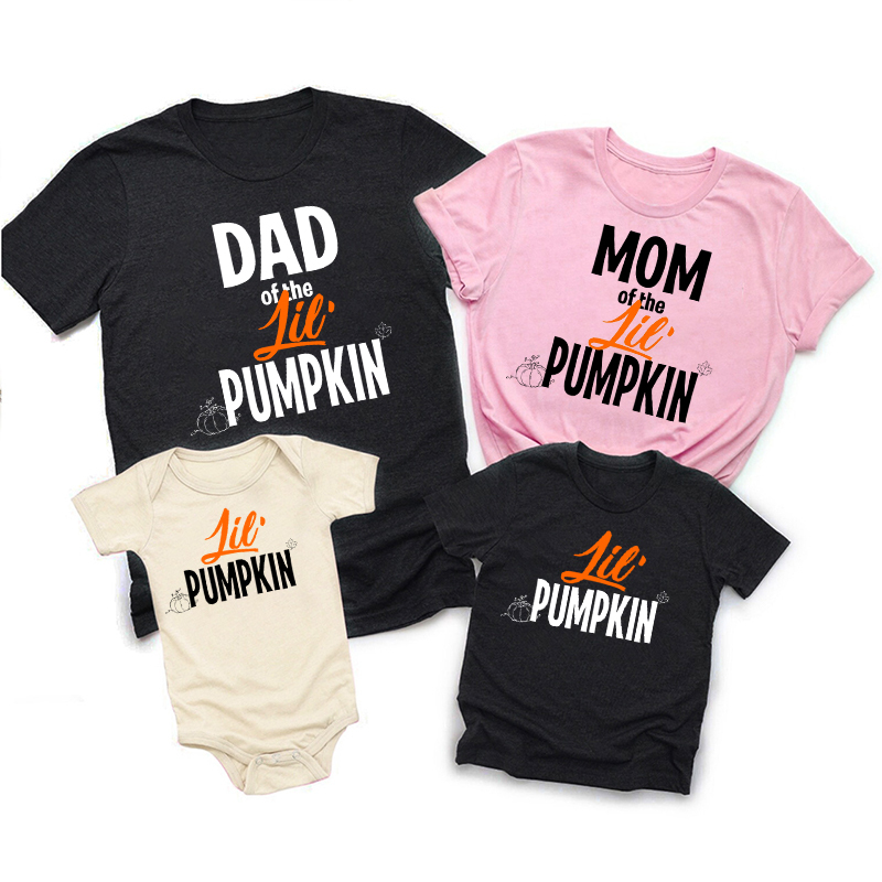 Halloween Dad Mom Lil Pumpkin Family Matching T-Shirts