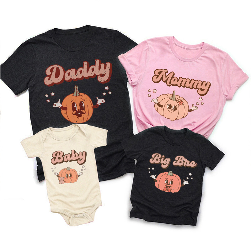 Retro Family Pumpkin Group Halloween Shirts