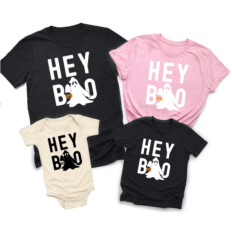 Halloween Hey Boo Carrying A Pumpkin Matching Family Shirt