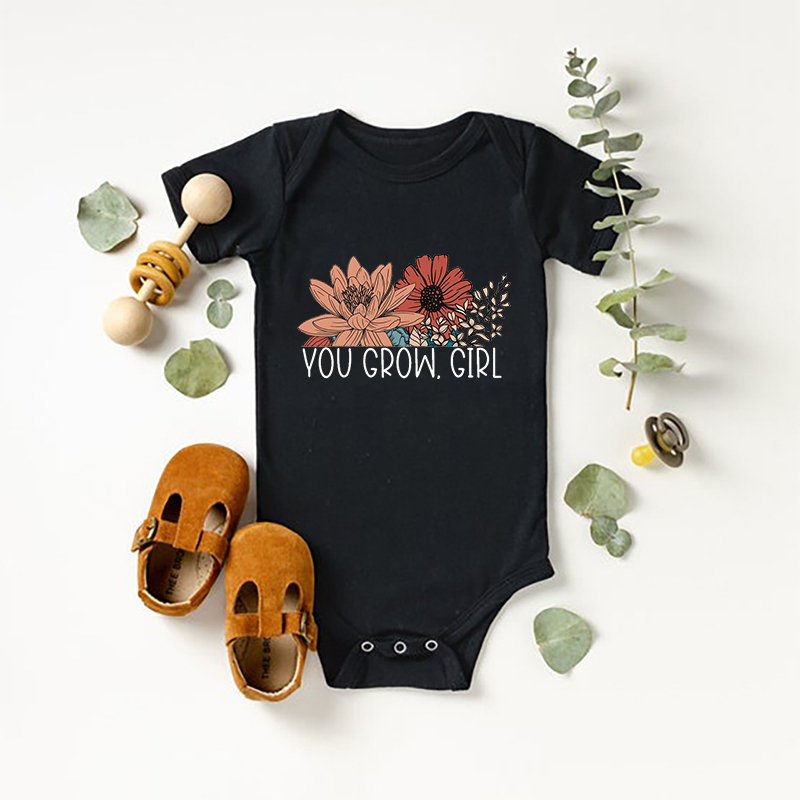 You Go Girl Flower Bodysuit For Baby