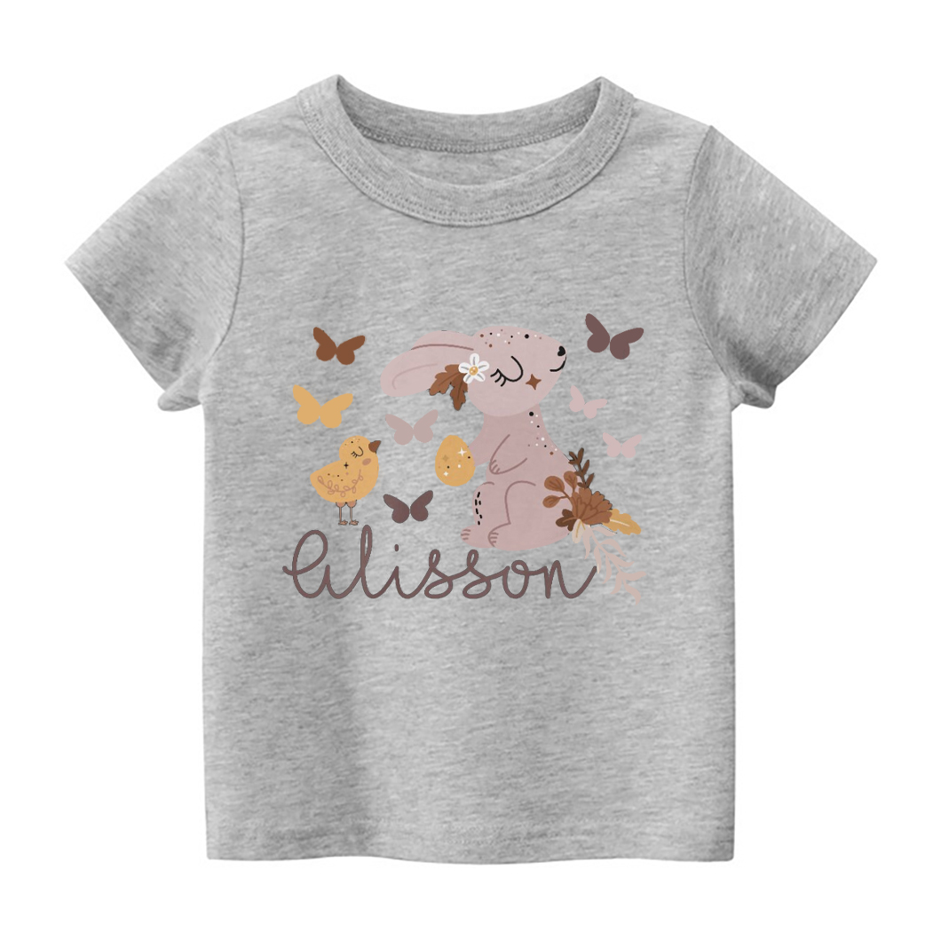 Personalized Butterfly Chick And Bunny Easter Toddler Shirt