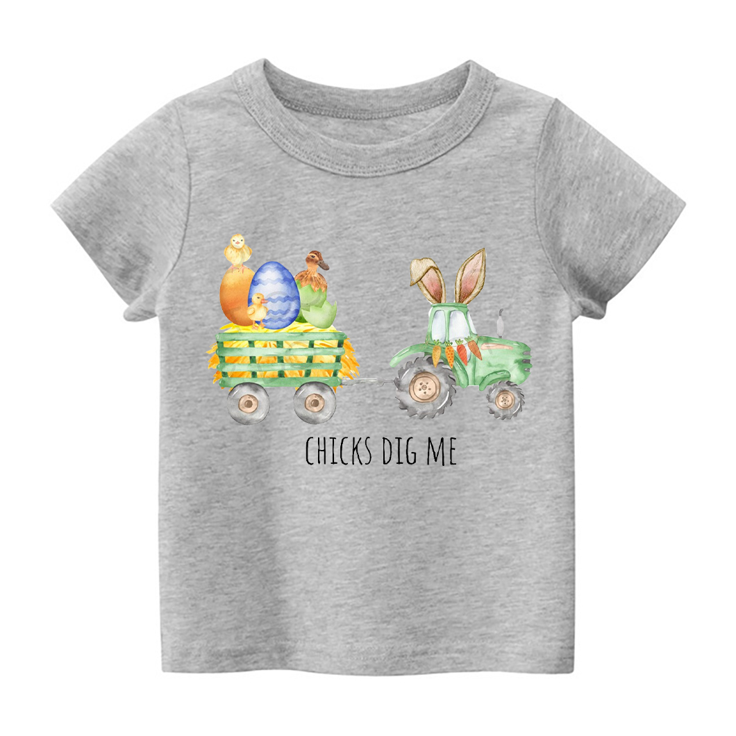 Chicks Dig Me Easter Tractor Easter Toddler Shirt