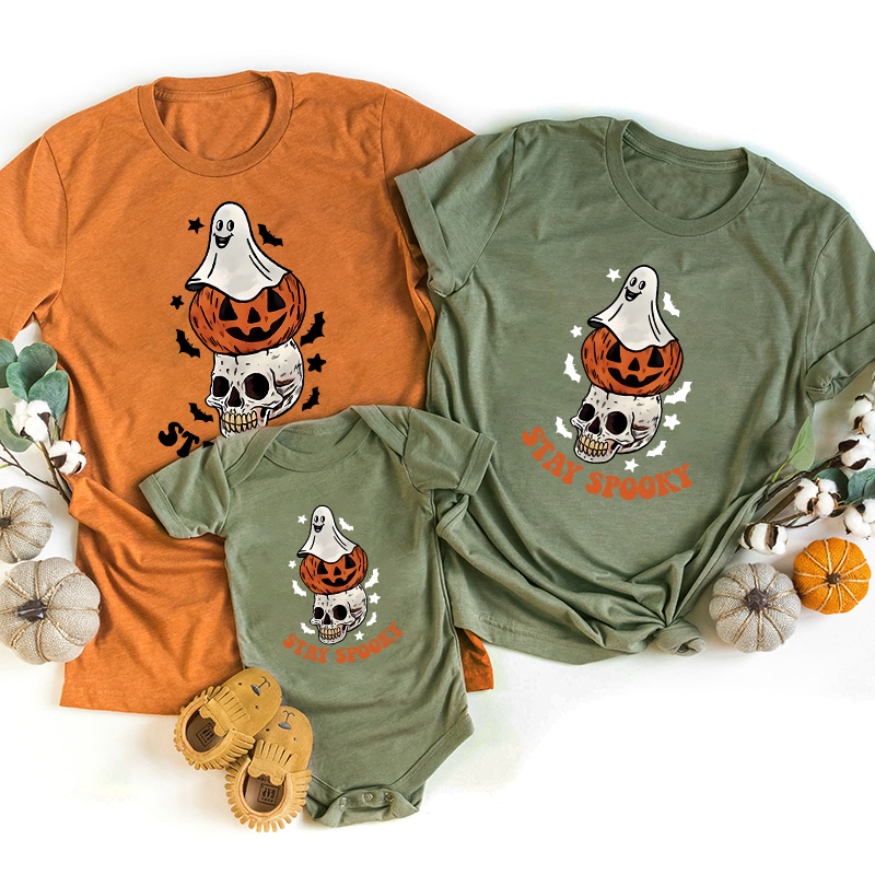 Stay Spooky Ghost Pumpkin Halloween Matching Shirts