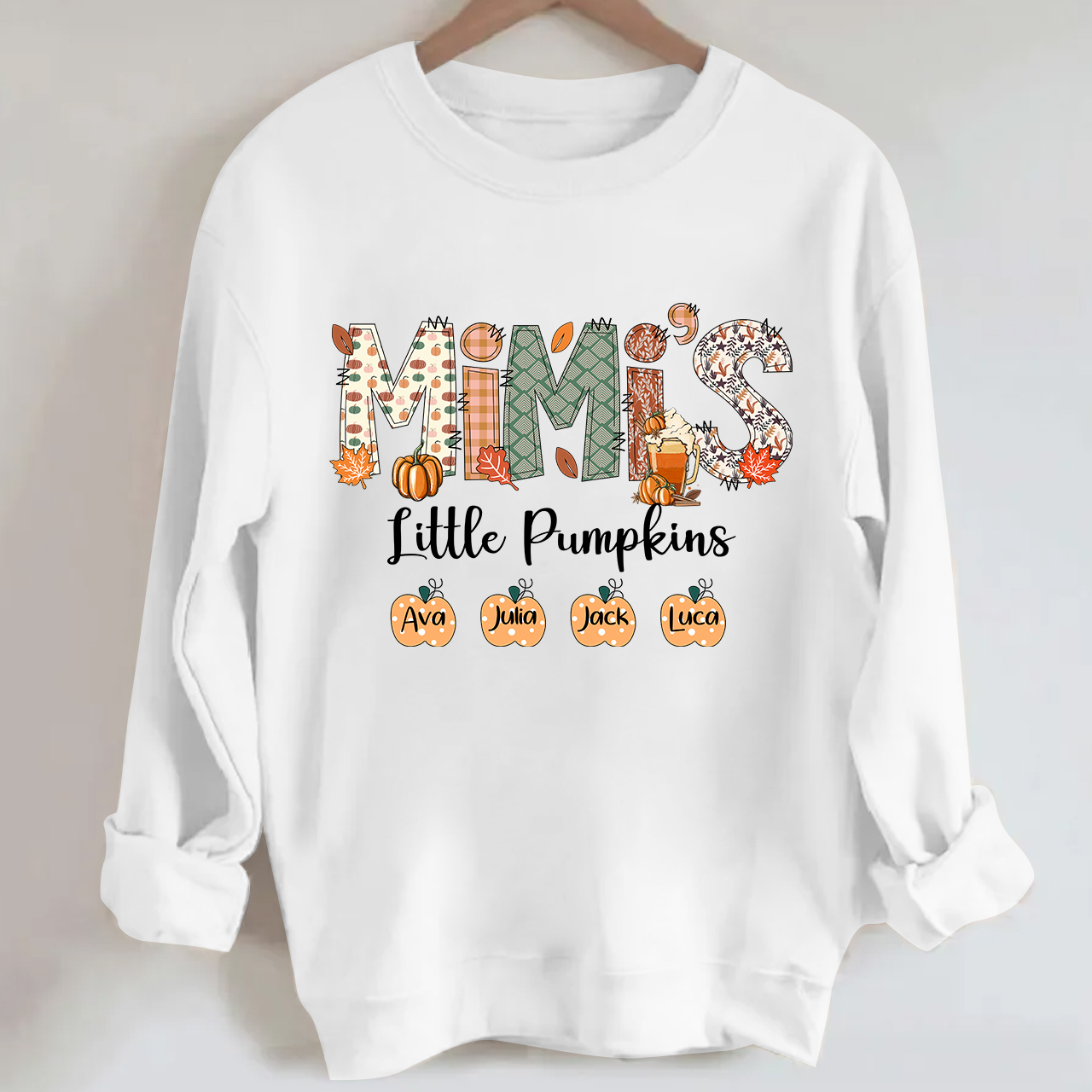Personalized Fall Pumpkins Sweatshirt With Kids Name