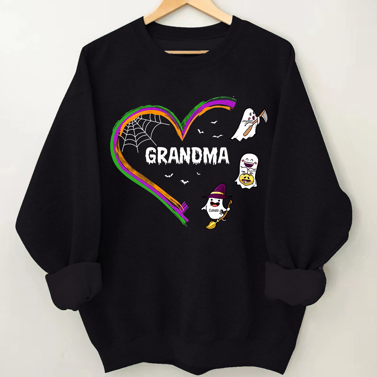 Personalized Halloween Hart Sweatshirt With Kids Name