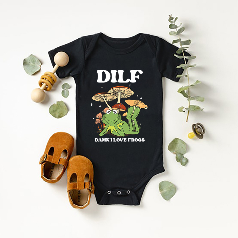 Damn I Love Frogs Dilf Bodysuit For Baby