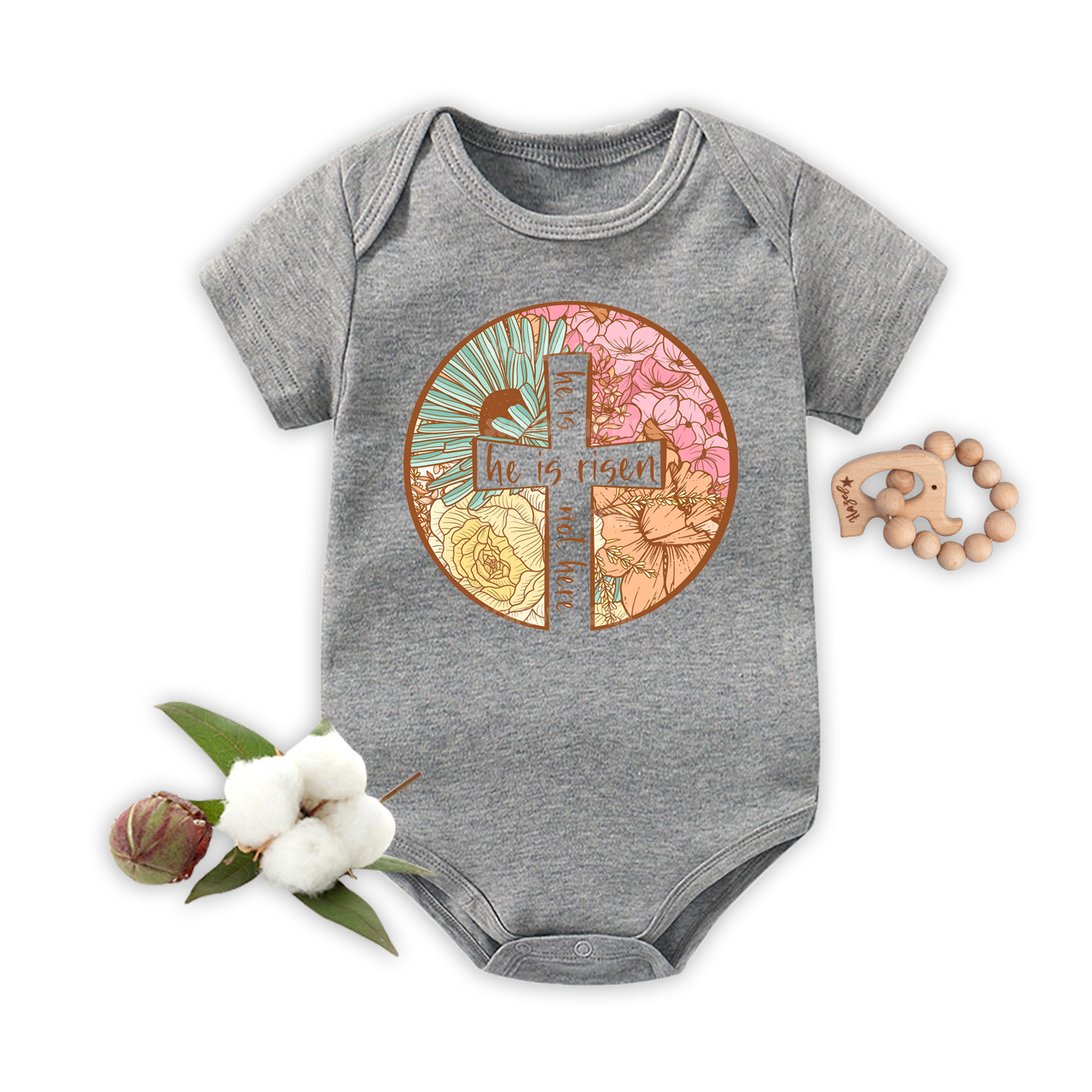He Is Risen Christian Easter Design Bodysuit For Baby