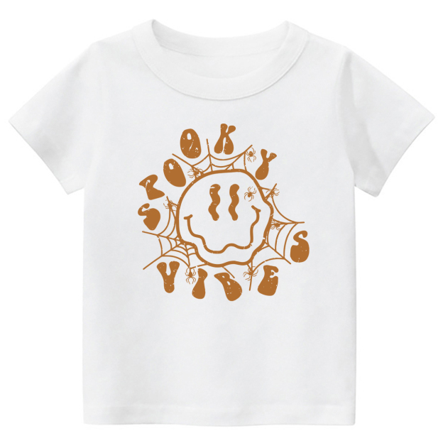 Spooky Spider Web Vibes Cute Fall Toddler Tees