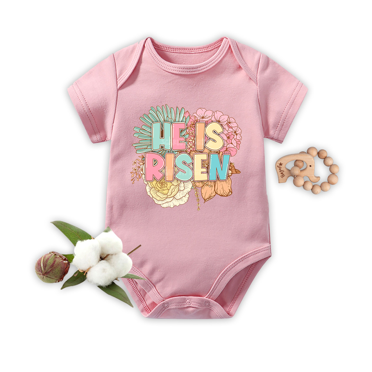 He is Risen Spring Florals Bodysuit For Baby