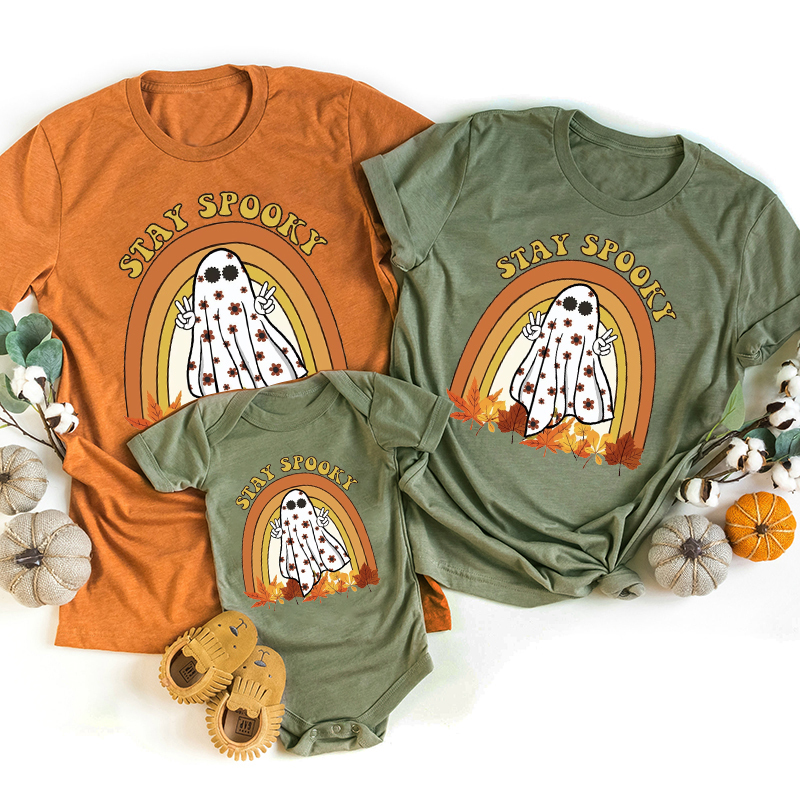 Maple Leaf Spooky Season Halloween Family Matching Shirts