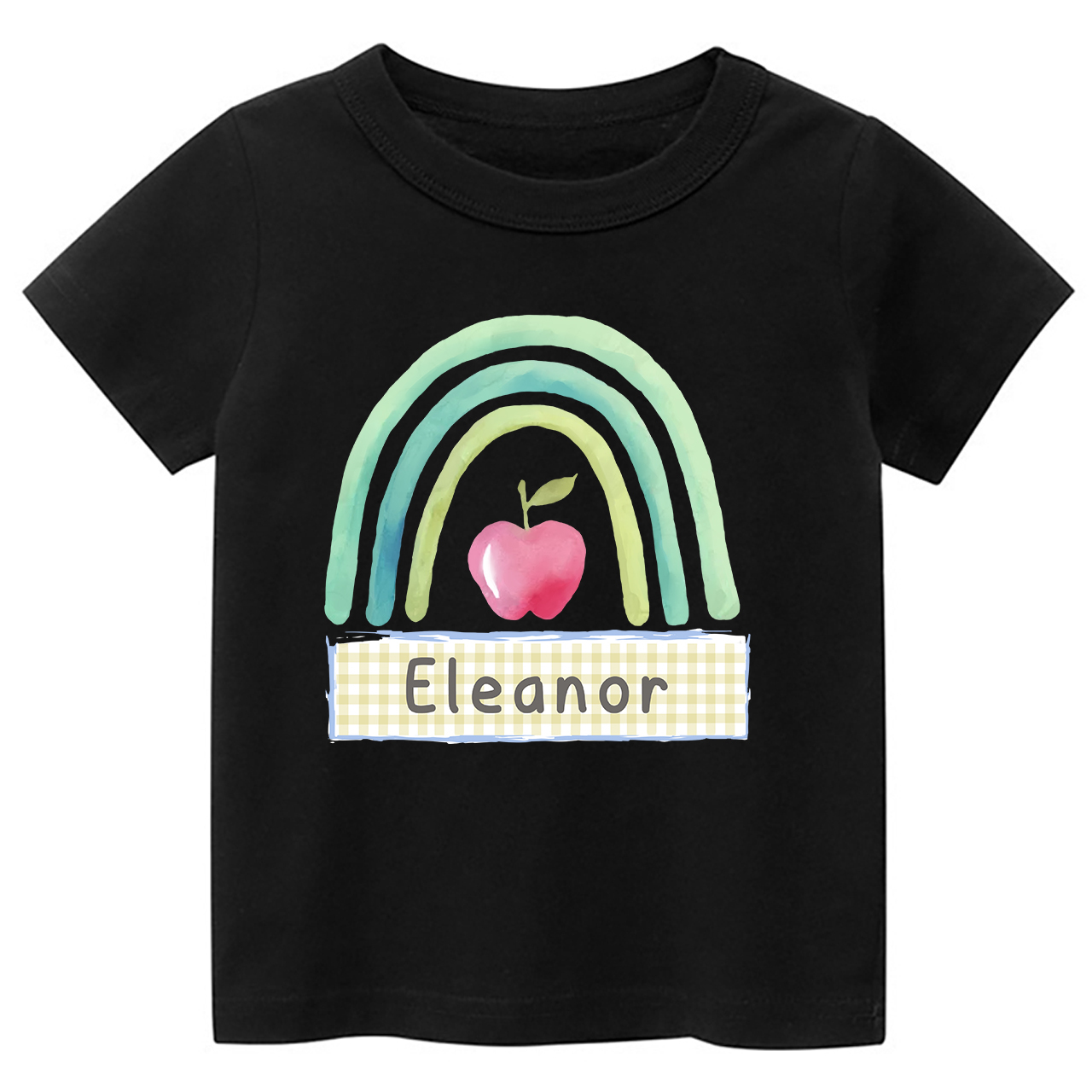 Personalized Apple Rainbow Name Monogram Kids Shirt