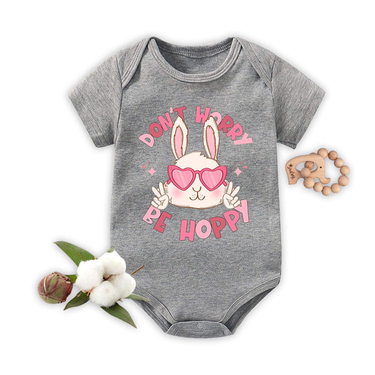 Be Hoppy Spring Easter Bunny Bodysuit For Baby