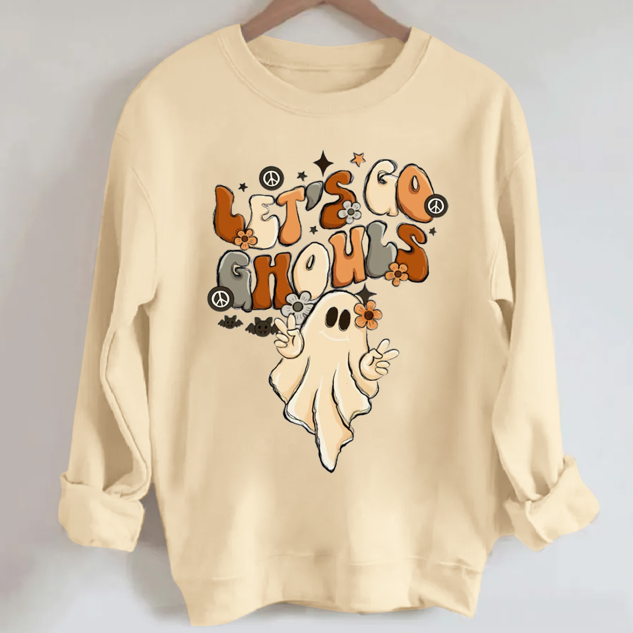 Vintage Halloween Sweatshirt-Lets Go Ghouls