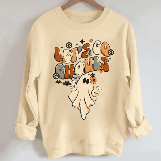Vintage Halloween Sweatshirt-Lets Go Ghouls