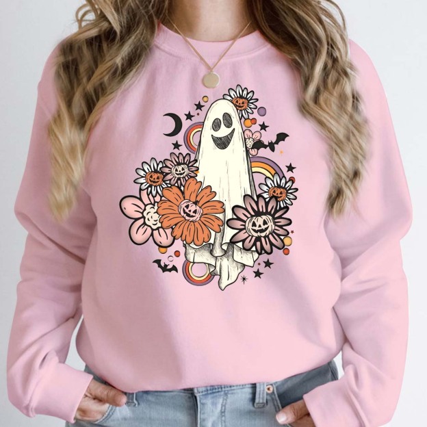 Vintage Floral Ghost Halloween Sweatshirt For Mama